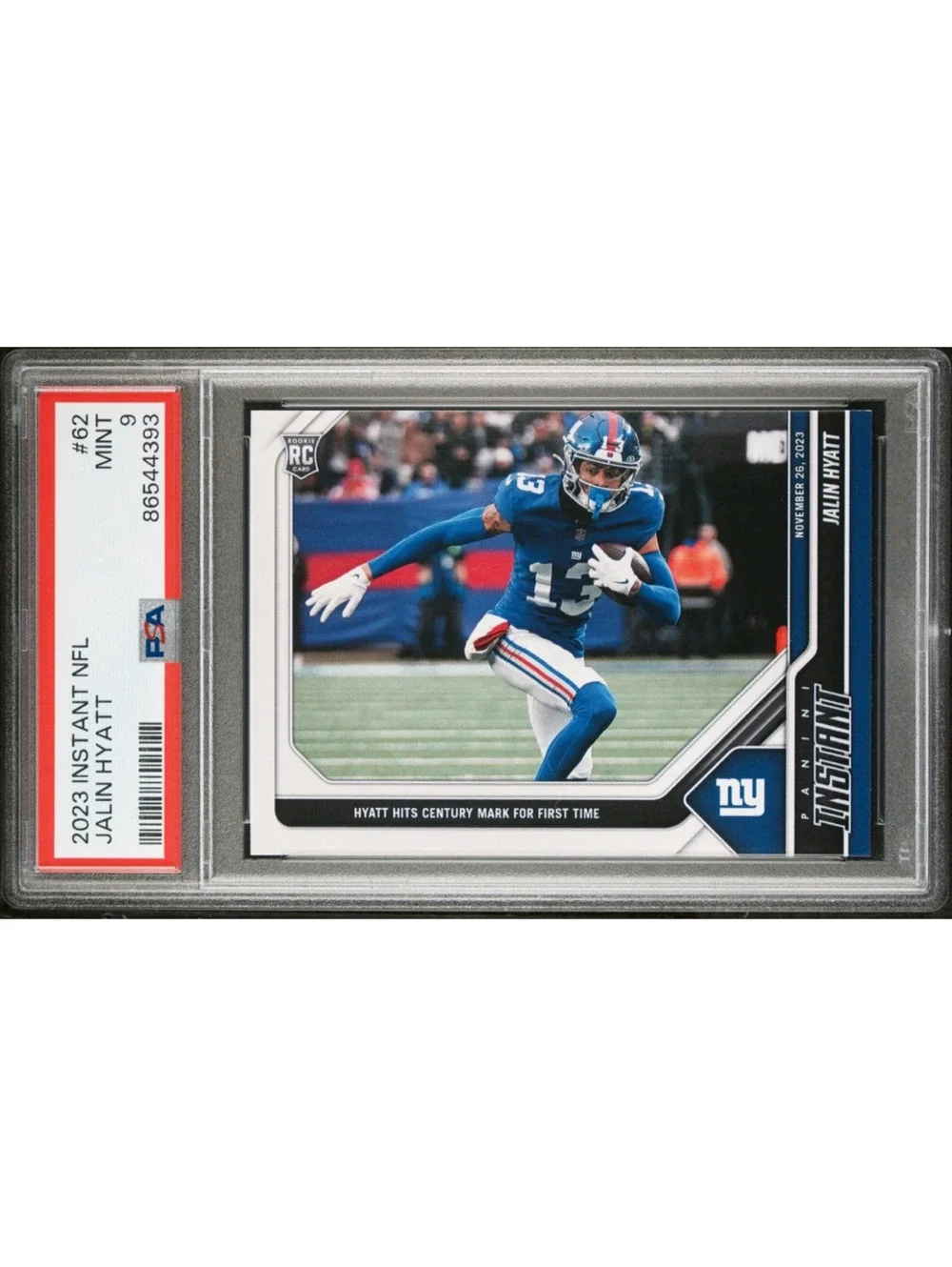 Jalin Hyatt 2023 Panini NFL Rookie Football #62 Card 1 of 67 Giants PSA 9 Mint